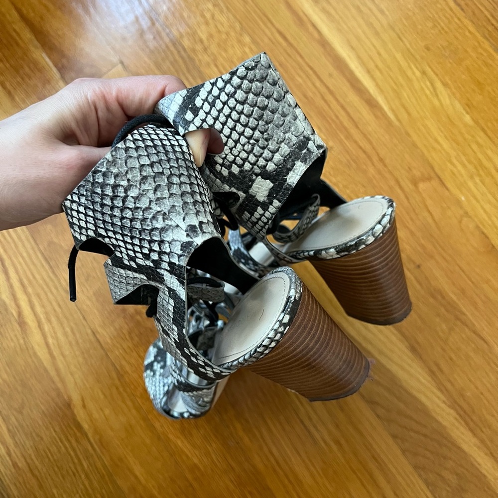 Marc Fisher Snake Print Block Heels Lace Up Sigh … - image 6